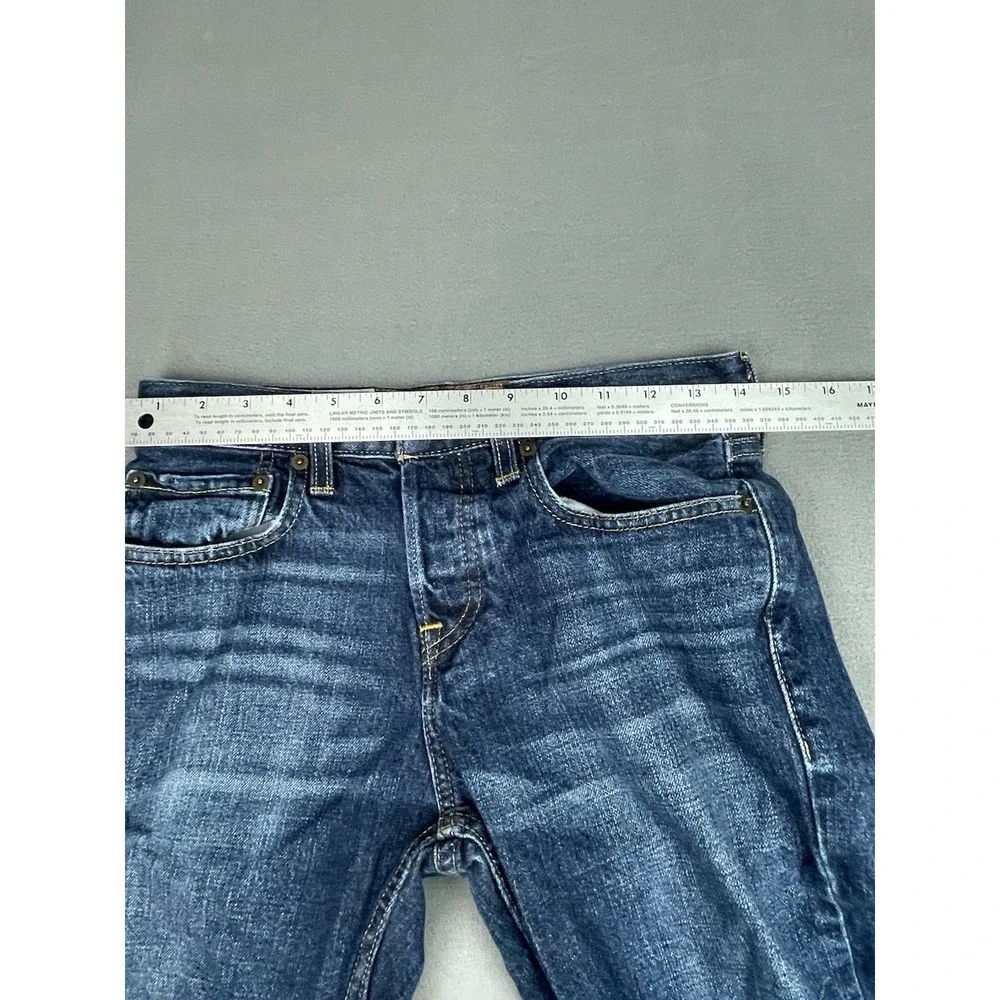 Hollister Jeans Mens 28 30 Blue Straight Leg Faded Whiskered Denim Trousers Dark